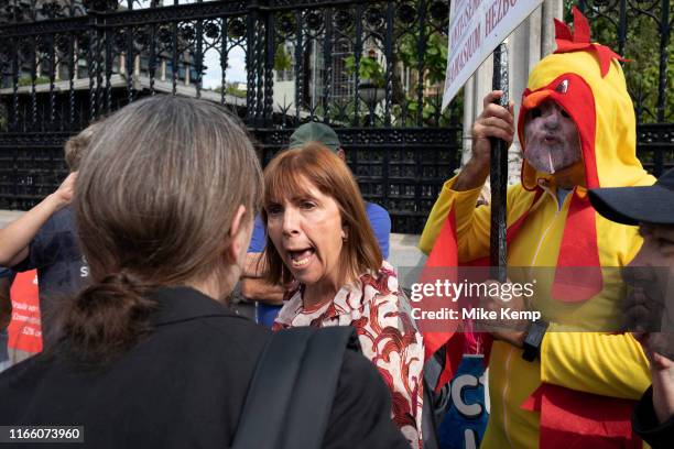 Anti Brexit protester is berated by Leave protesters in a fierce debate in Westminster on the day after Parliament voted to take control of...