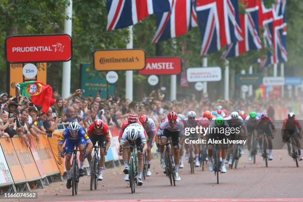 Arrival / Sprint / Elia Viviani of Italy and Team Deceuninck - Quick-Step / Michael Morkov of Denmark and Team Deceuninck - Quick-Step / Amund Jansen...