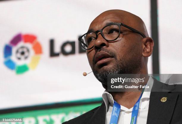 Marcos Senna, Institutional Relationships of VillaReal CF talks during Day 1 of Soccerex Europe Convention at Tagus Park on September 5, 2019 in...