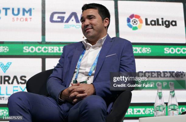 Deco, Founder and CEO D20 Sports talks during Day 1 of Soccerex Europe Convention at Tagus Park on September 5, 2019 in Lisbon, Portugal.