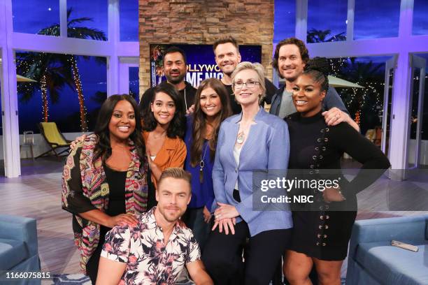 Whatcha Hough To?" Episode 607 -- Pictured: Derek Hough, Sherri Shepherd, Contestant, Contestant, Jane Lynch, Ester Dean, Kal Penn, Joel McHale,...