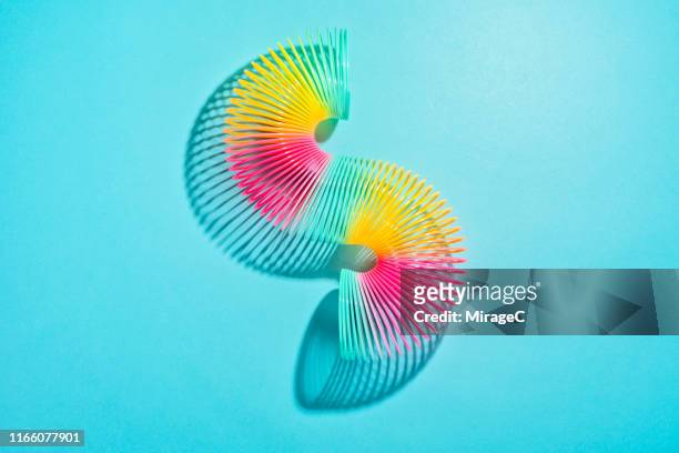s shape stretched colorful coil spring - s imagens e fotografias de stock