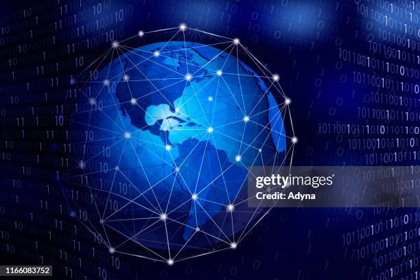 technology network background - blue binary code stock illustrations