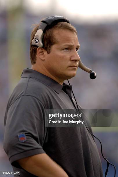 Jets head coach Eric Mangini watches from the sideline during second half action as the New York Jets beat the Tennessee Titans 23-16 on September...