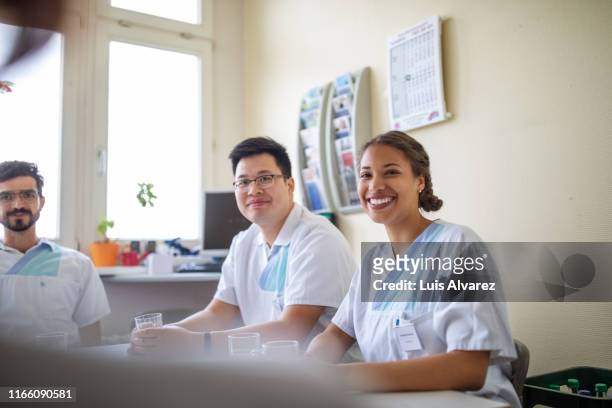 medical staff taking a break from work in hospital - nurse resting stock pictures, royalty-free photos & images