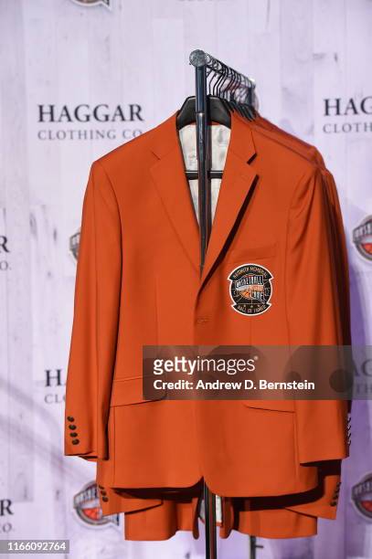 Hall of Fame jacket displayed during the Class of 2019 Press Event as part of the 2019 Basketball Hall of Fame Enshrinement Ceremony on September 5,...