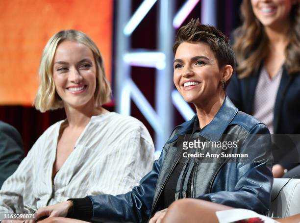 Rachel Skarsten and Ruby Rose attend 2019 Summer TCA Press Tour - Day 13 at The Beverly Hilton Hotel on August 04, 2019 in Beverly Hills, California.