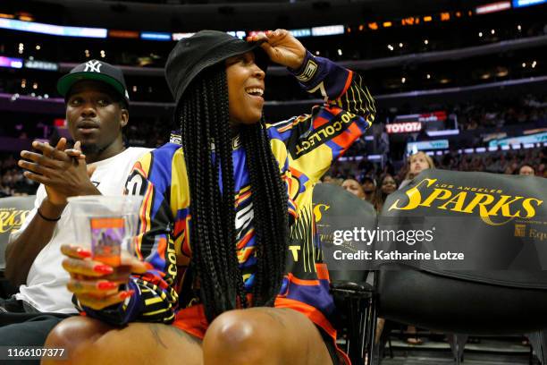 Cappie Pondexter attends a game between the Los Angeles Sparks and the Seattle Storm at Staples Center on August 04, 2019 in Los Angeles, California....