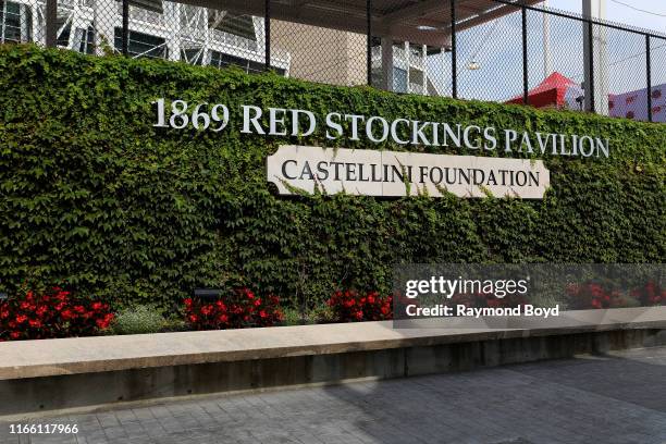 Red Stockings Pavilion at Great American Ballpark, home of the Cincinnati Reds baseball team in Cincinnati, Ohio on July 29, 2019.