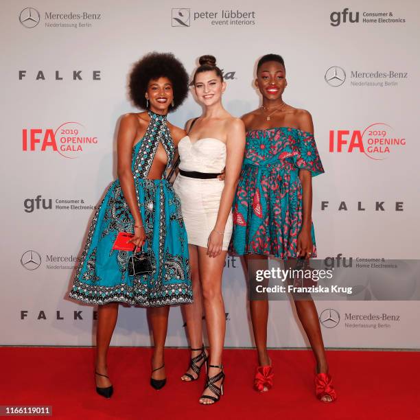 Georgette Tripes, Fata Hasanovic and Toni Dreher-Adenuga during the IFA 2019 opening gala at Messe Berlin on September 5, 2019 in Berlin, Germany.