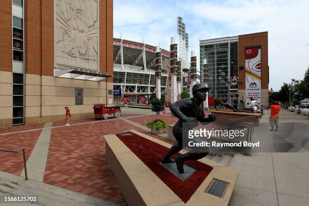 Tom Tsuchiya's 'Joe Morgan' statue stands outside Great American Ballpark, home of the Cincinnati Reds baseball team in Cincinnati, Ohio on July 29,...