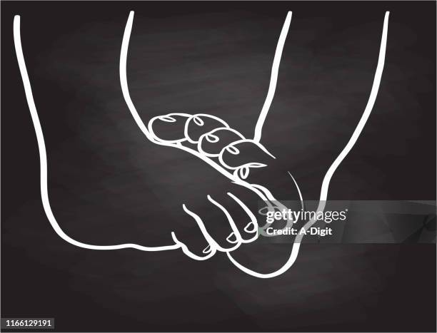 newborn feet chalkboard - premature stock illustrations