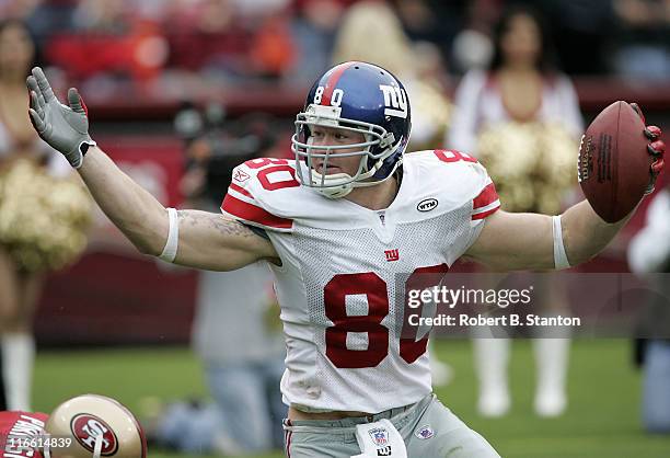 Giants tight end Jeremy Shockey after scoring a touchdown as the New York Giants defeated the San Francisco 49ers by a score of 24 to 6 at Monster...