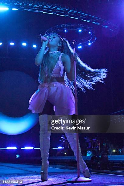 Ariana Grande performs at Lollapalooza at Grant Park on August 04, 2019 in Chicago, Illinois.