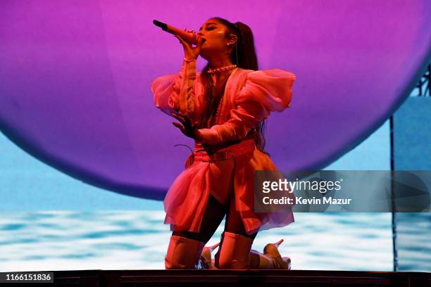 Ariana Grande performs at Lollapalooza at Grant Park on August 04, 2019 in Chicago, Illinois.