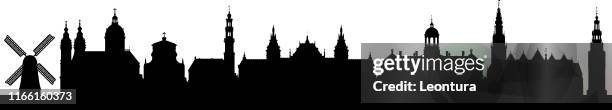 amsterdam (alle gebäude sind getrennt und vollständig) - holländische kultur stock-grafiken, -clipart, -cartoons und -symbole