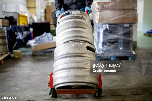 close-up of barrels stacked on push cart - temperature control stock pictures, royalty-free photos & images