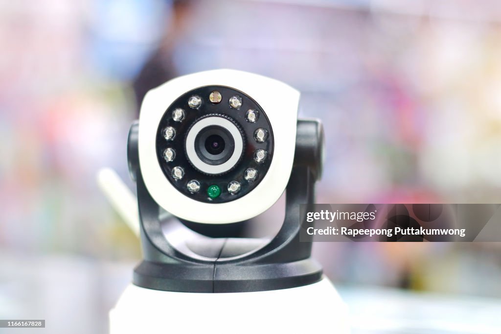 Security CCTV camera or surveillance system, operating inside the building.