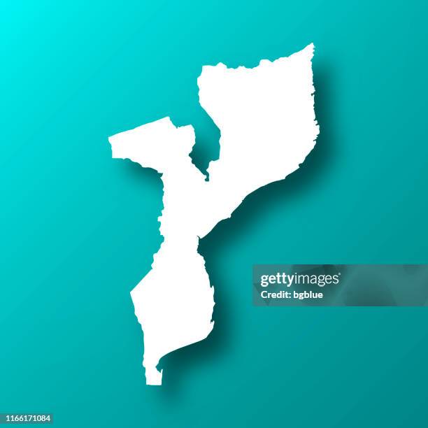 mozambique map on blue green background with shadow - maputo mozambique stock illustrations
