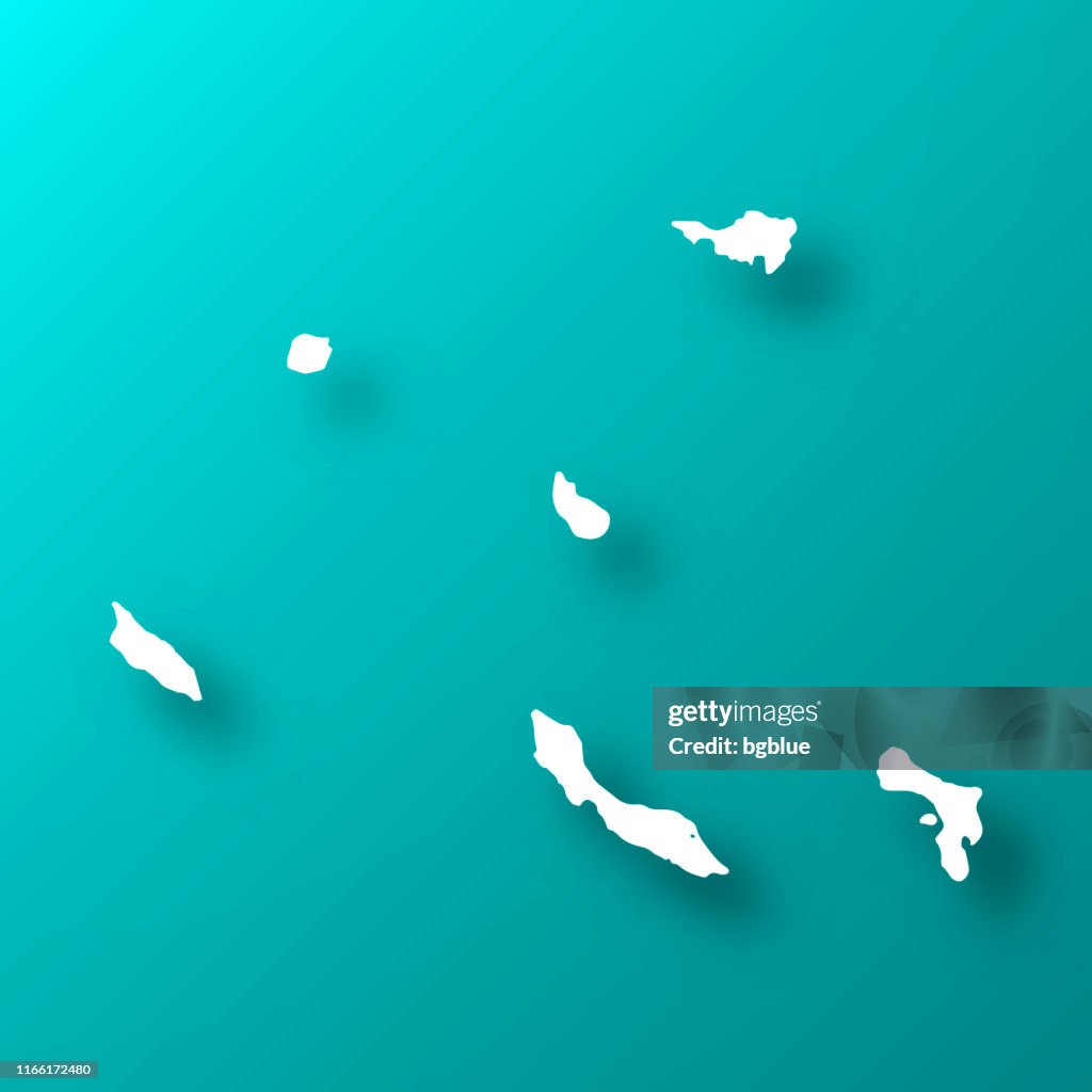 Nederlandse Antillen kaart op blauw groene achtergrond met schaduw