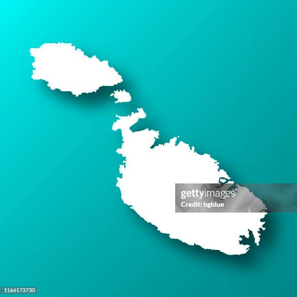 malta map on blue green background with shadow - malta stock illustrations