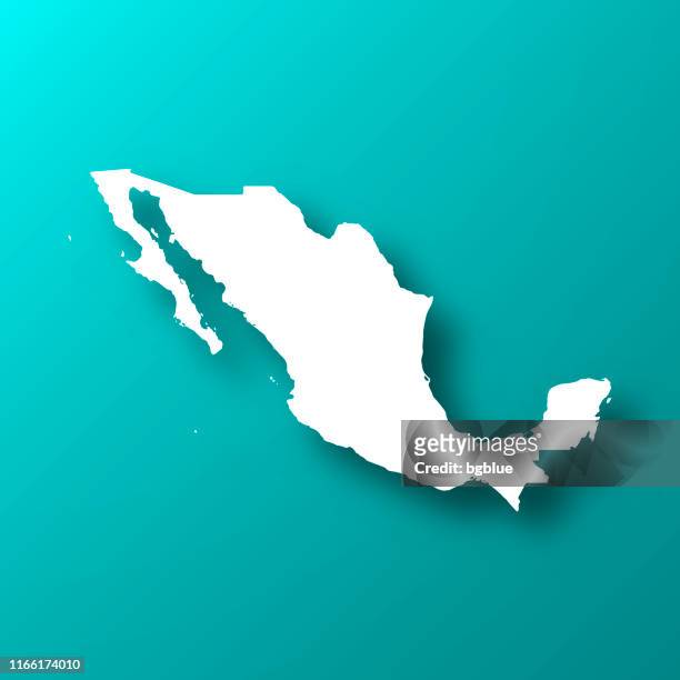 ilustrações de stock, clip art, desenhos animados e ícones de mexico map on blue green background with shadow - cidade do méxico