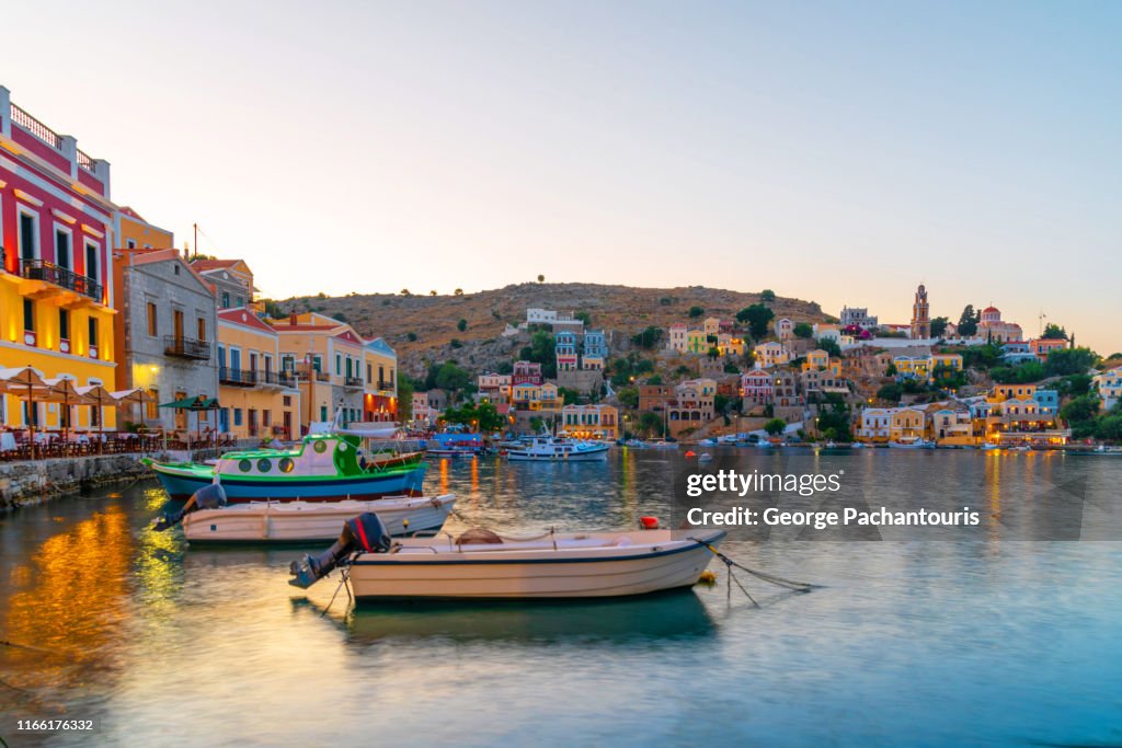 Symi town at dusk