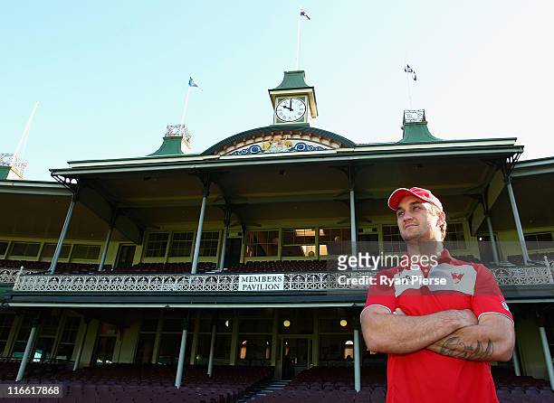 Daniel Bradshaw of the Sydney Swans poses after a press conference to announce his retirement from the AFL at Sydney Cricket Ground on June 17, 2011...