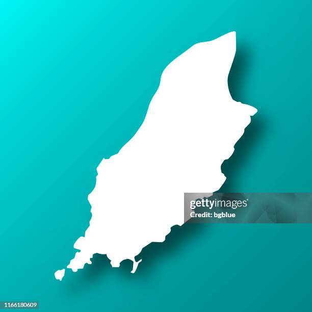 isle of man map on blue green background with shadow - irish sea stock illustrations