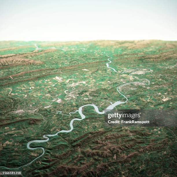 radford virginia 3d render horizon aerial view from south apr 2019 - d va stock pictures, royalty-free photos & images