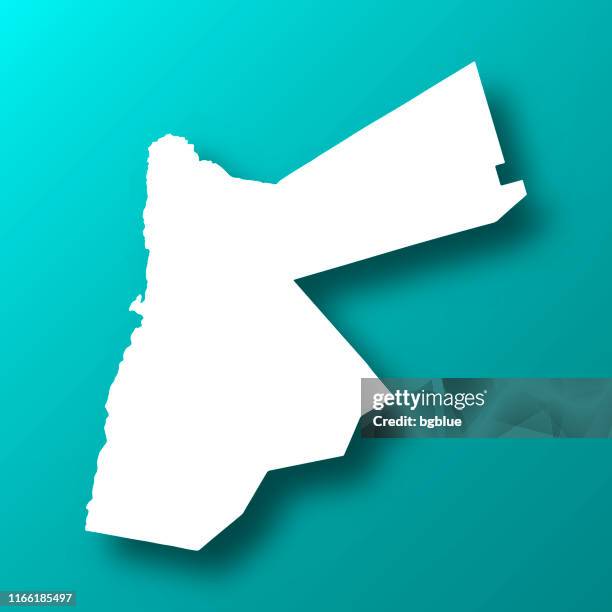 jordan map on blue green background with shadow - amman stock illustrations
