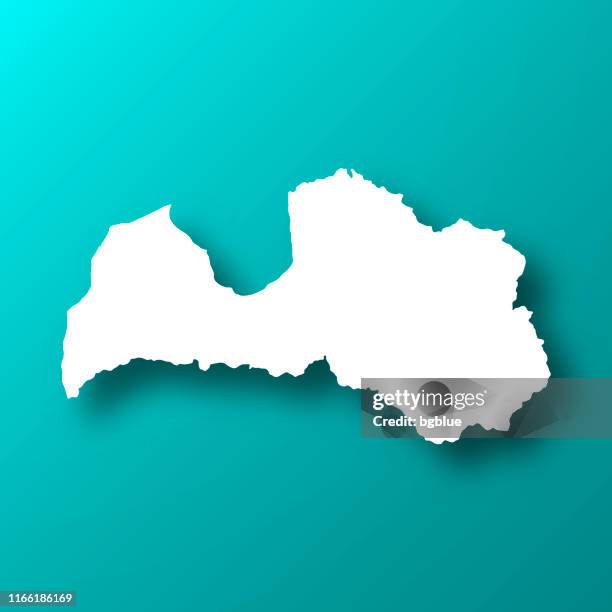 latvia map on blue green background with shadow - riga latvia stock illustrations