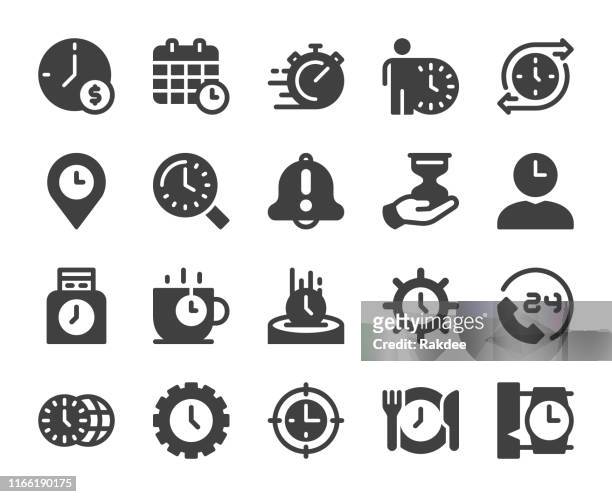 illustrazioni stock, clip art, cartoni animati e icone di tendenza di gestione del tempo - icone - primo turno