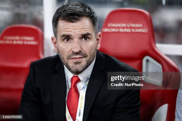 Indonesian's coach Simon McMenemy looks on before FIFA World Cup 2022 qualifying match between Indonesia and Malaysia at the Gelora Bung Karno...