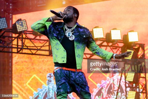 Meek Mill performs at the Lollapalooza Music Festival at Grant Park on August 04, 2019 in Chicago, Illinois.