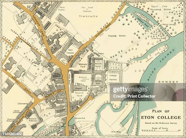 Plan of Eton College', 1911. Generations of British and foreign aristocracy have been educated at Eton independent boarding school, founded in 1440...