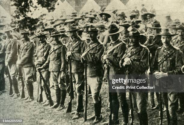 Soldiers from Australia, New Zealand, Canada, and South Africa, First World War, 1914-1918, . 'The Gathering of the Clans: a Typical Group of...