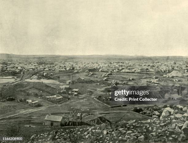 Charters Towers Goldfield', 1901. Mine shafts built from 1883 to 1916 during a period of intense gold mining. From "Federated Australia". [The Werner...