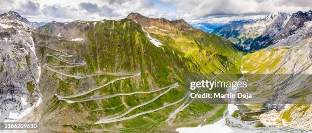 passo dello stelvio hdr panorama - stelvio pass stock-fotos und bilder