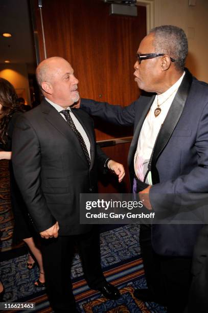 Billy Joel and Sam Moore attend the Songwriters Hall of Fame 42nd Annual Induction and Awards at The New York Marriott Marquis Hotel - Shubert Alley...