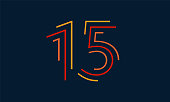 Number fifteen vector numbers alphabet, modern dynamic flat design with brilliant colorful for your unique elements design ; logo, corporate identity, application, creative poster & more