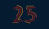 Number twenty five vector numbers alphabet, modern dynamic flat design with brilliant colorful for your unique elements design ; logo, corporate identity, application, creative poster & more