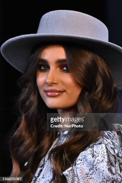 Victoria's Secret model Taylor Hill walks on the catwalk during the fashion show as part of Fashion Fest Autumn/ Winter 2019 at Quarry Studios on...
