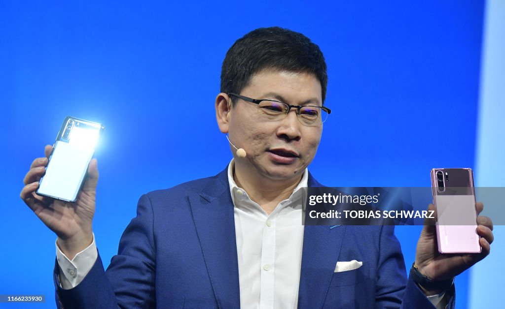 Richard Yu Router Richard Yu , head of Huawei's consumer business, presents a P30 Pro ...