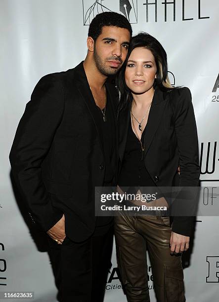 Drake and Skylar Grey attend the Songwriters Hall of Fame 42nd Annual Induction and Awards at The New York Marriott Marquis Hotel - Shubert Alley on...