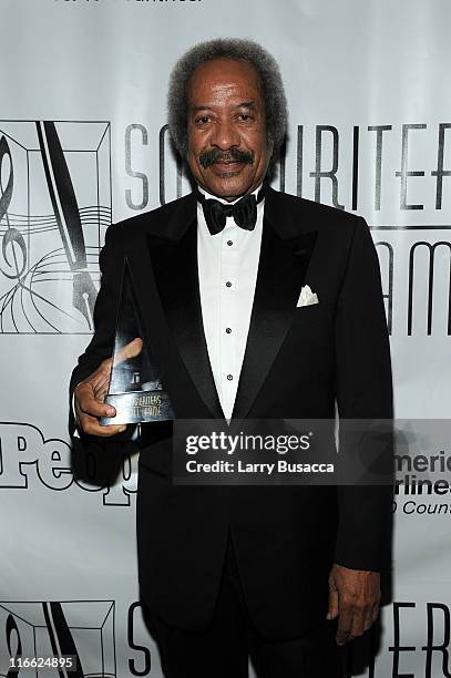 Inductee Allen Toussaint pses with award at the Songwriters Hall of Fame 42nd Annual Induction and Awards at The New York Marriott Marquis Hotel -...