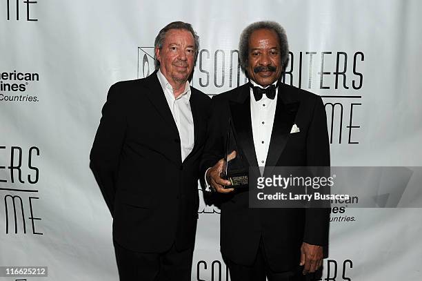 Boz Scaggs and inductee Allen Toussaint attend the Songwriters Hall of Fame 42nd Annual Induction and Awards at The New York Marriott Marquis Hotel -...