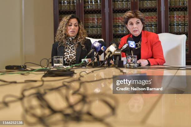 Lifetime documentary "Surviving R. Kelly" witness Lizzette Martinez holds a press conference with her attorney Gloria Allred on August 05, 2019 in...