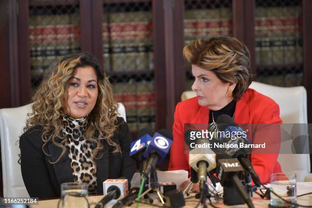 Lifetime documentary "Surviving R. Kelly" witness Lizzette Martinez holds a press conference with her attorney Gloria Allred on August 05, 2019 in...