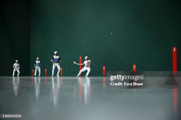 Jose Huarte and Agusti Brugues of the United States plays against Alfredo Villegas and Pablo Fusto of Argentina in their men's doubles fronton...